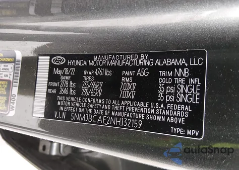 2022 Hyundai Tucson Sel z USA, uszkodzony, nr VIN 5NMJBCAE2NH132159